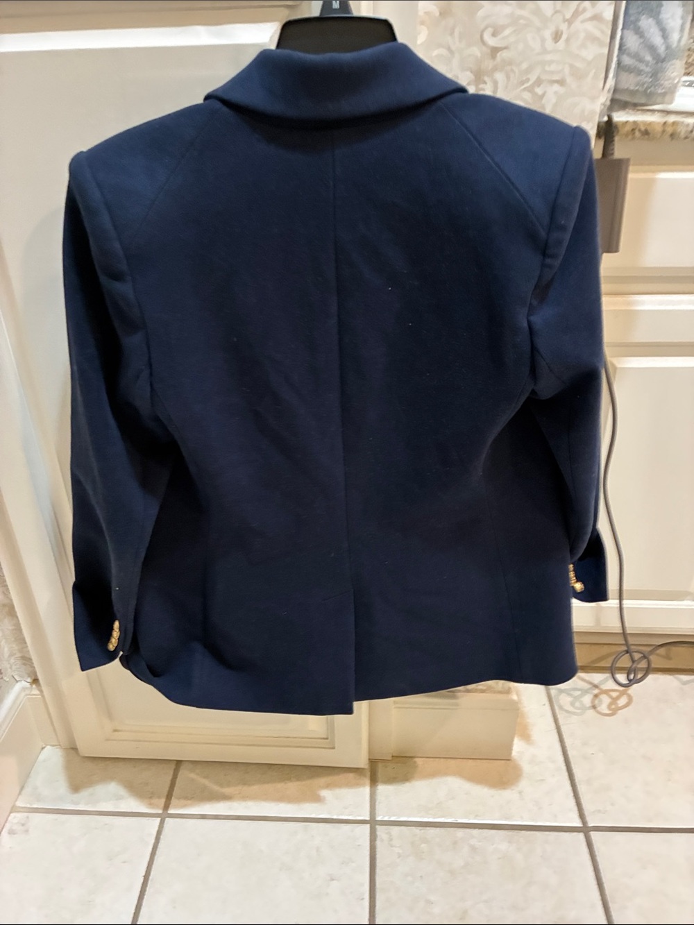 Express Navy Double-Breasted Pea Coat with Gold Buttons - Picture 3 of 3